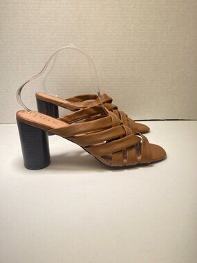 Joie Women's Stacked Heel Brown Leather Sandals Sz 10